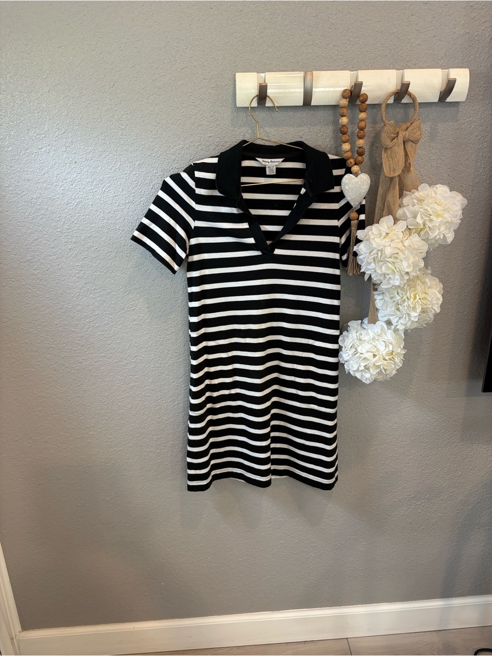 Tommy Bahama Navy and White Striped Short-Sleeve  dress